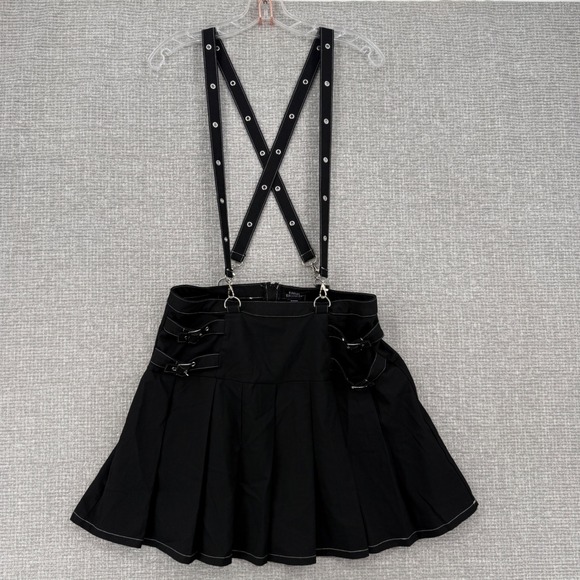 Social Collision Dresses & Skirts - Social Collision Suspender Skirt Women L Black Pleated Grommet Goth Emo